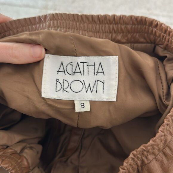 Vintage 80s Genuine Leather Brown Trouser Straight Leg - Picture 5 of 6